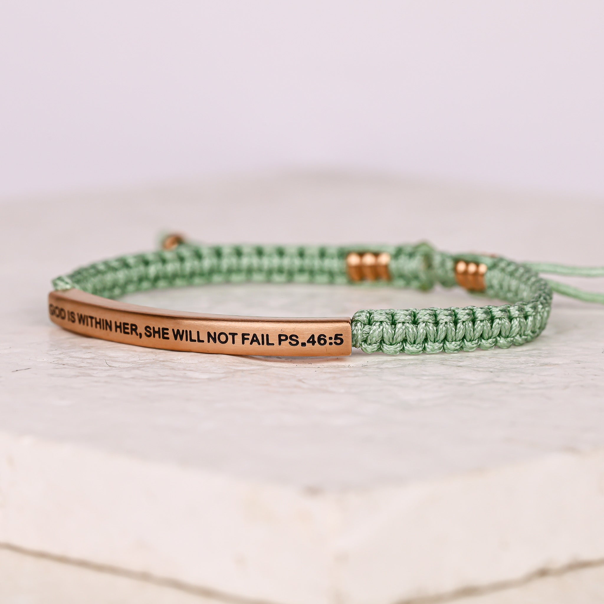 GOD IS WITHIN HER, SHE WILL NOT FAIL ROPE BRACELET - Inspiration Co.