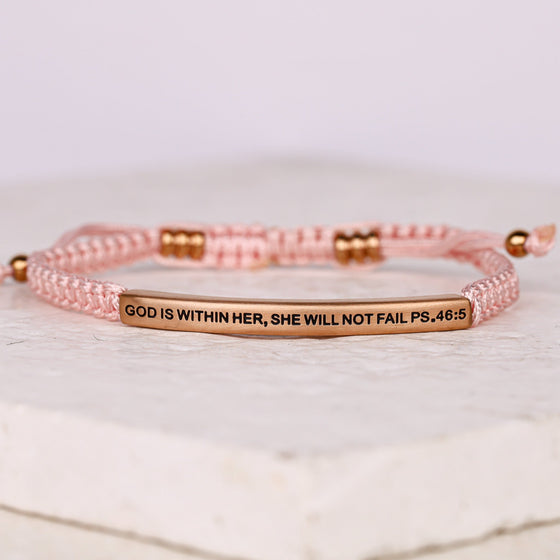 GOD IS WITHIN HER, SHE WILL NOT FAIL ROPE BRACELET - Inspiration Co.