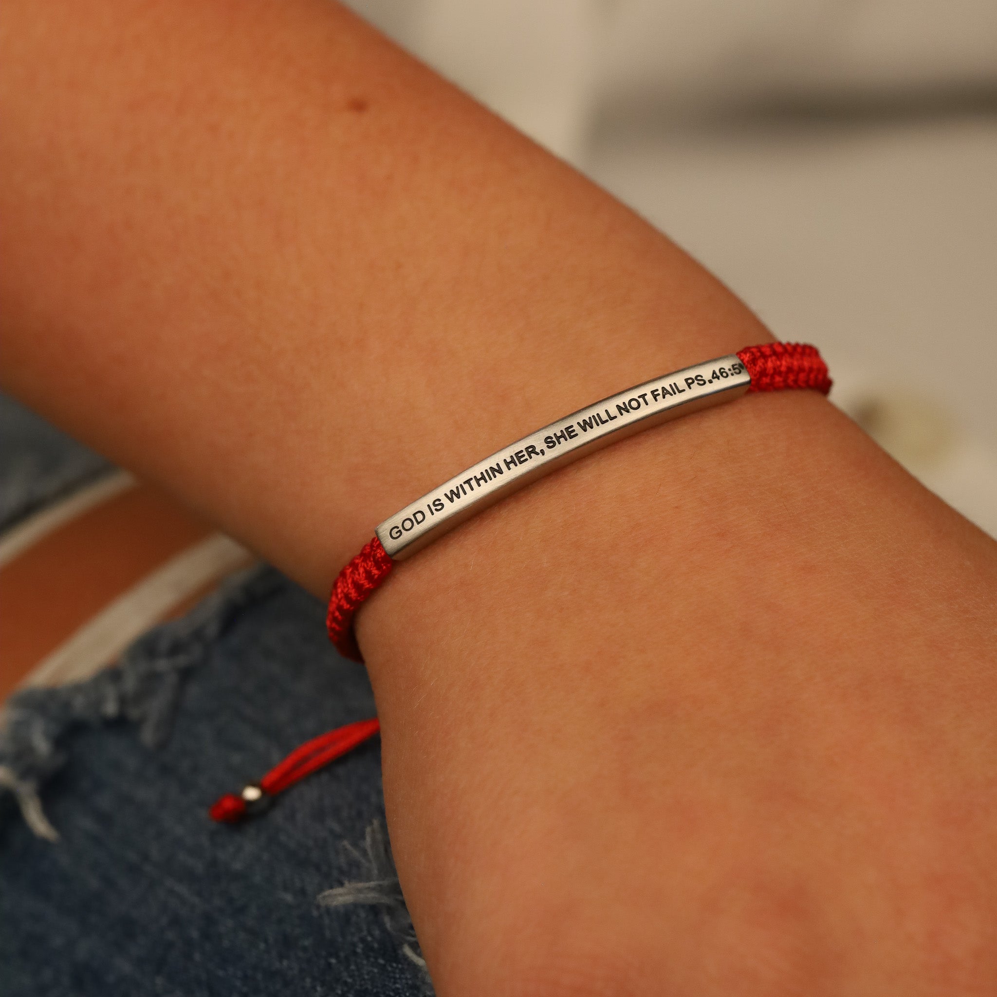 GOD IS WITHIN HER, SHE WILL NOT FAIL ROPE BRACELET - Inspiration Co.