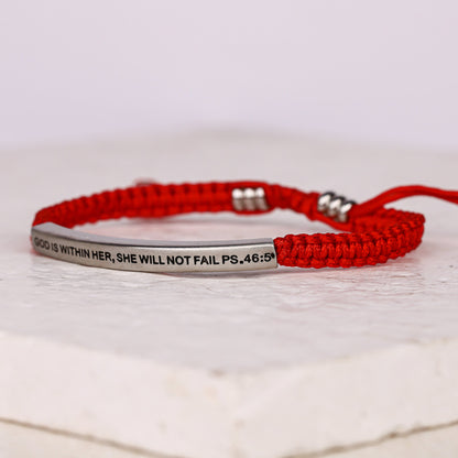 GOD IS WITHIN HER, SHE WILL NOT FAIL ROPE BRACELET - Inspiration Co.