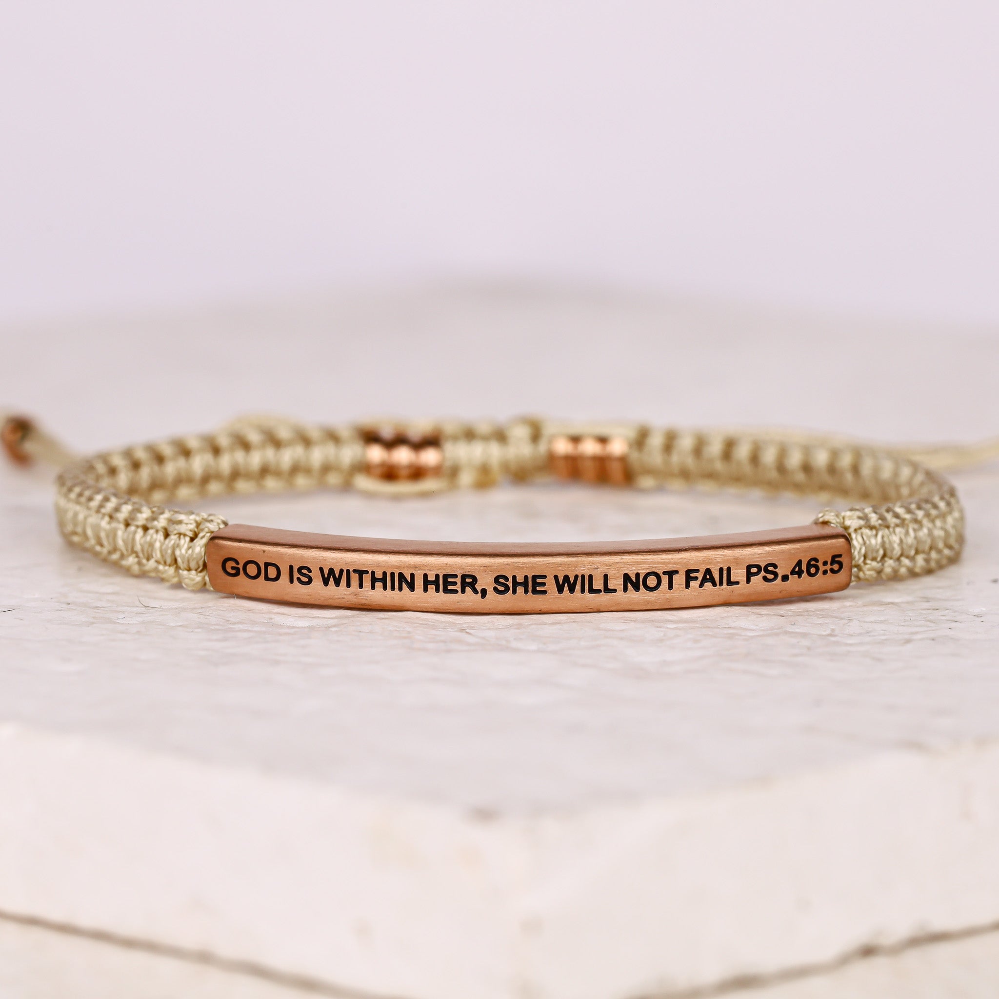 GOD IS WITHIN HER, SHE WILL NOT FAIL ROPE BRACELET - Inspiration Co.