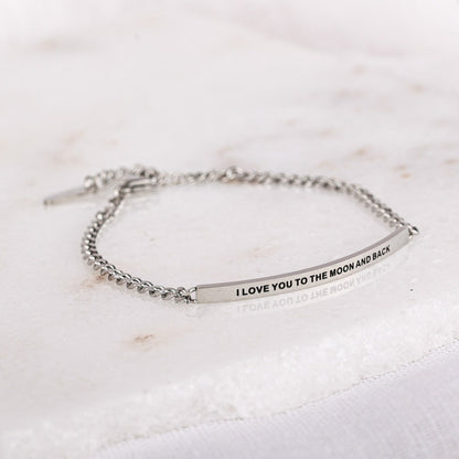 I LOVE YOU TO THE MOON AND BACK- DAINTY CHAIN BRACELET - Inspiration Co.