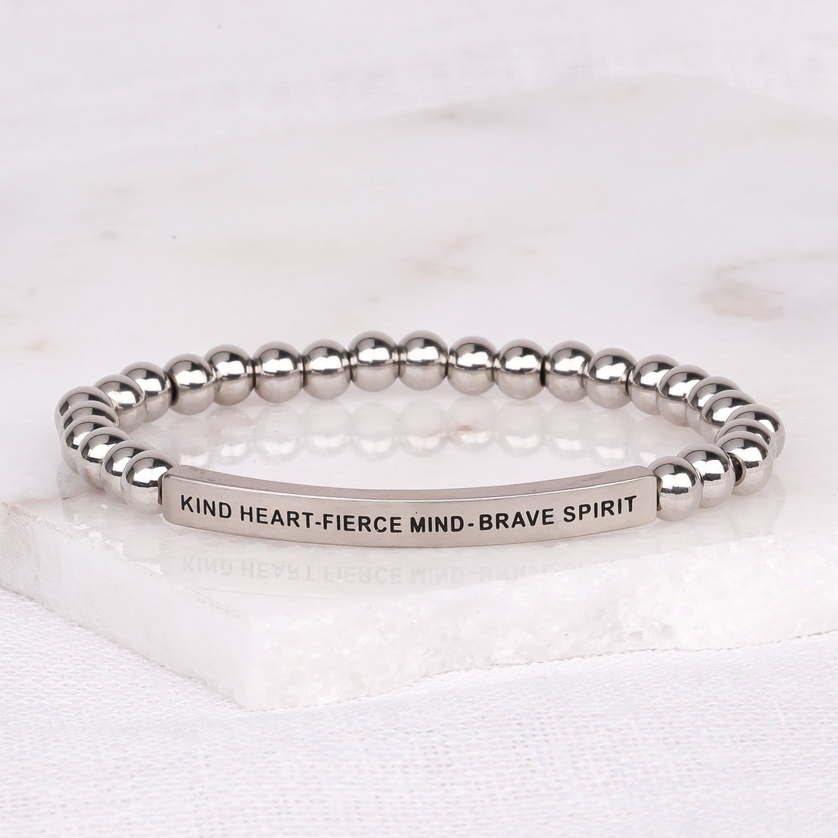 Kind Heart Fierce Mind Brave Spirit - Beach Stone Necklace