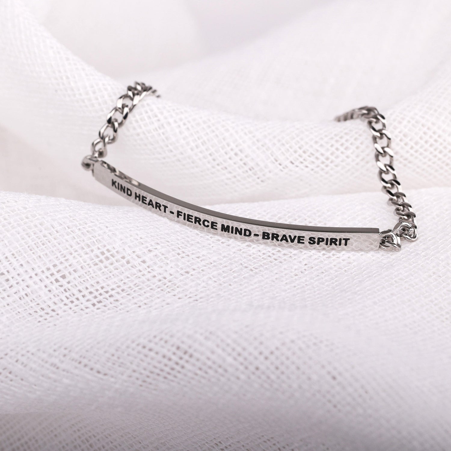 KIND HEART - FIERCE MIND - BRAVE SPIRIT - DAINTY CHAIN BRACELET - Inspiration Co.