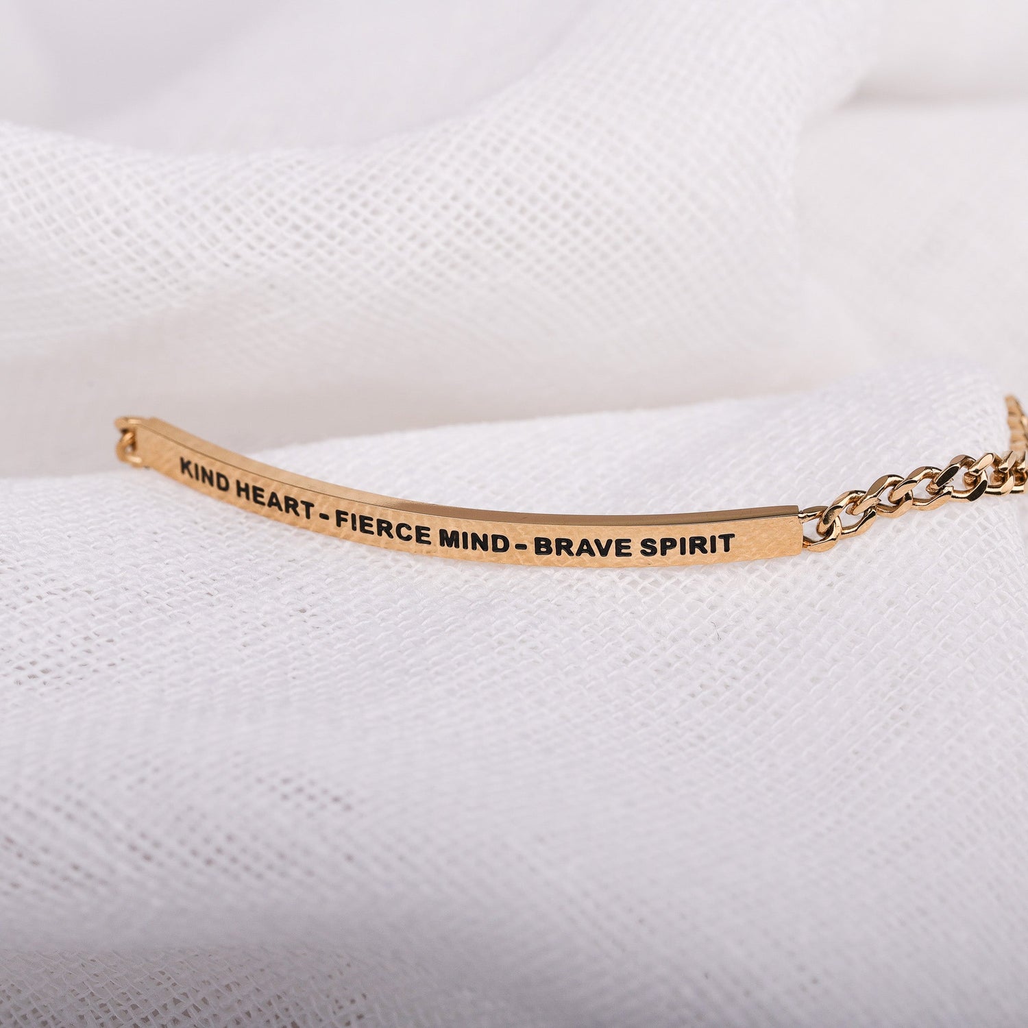 KIND HEART - FIERCE MIND - BRAVE SPIRIT - DAINTY CHAIN BRACELET - Inspiration Co.