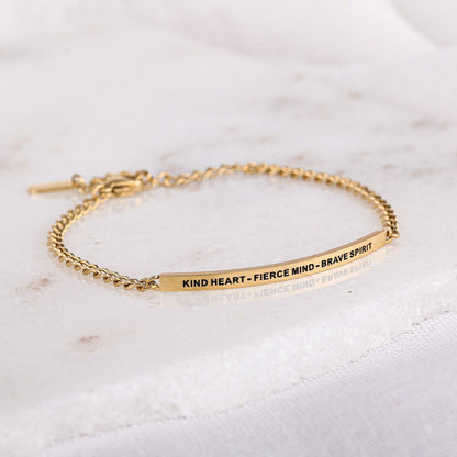 KIND HEART - FIERCE MIND - BRAVE SPIRIT - DAINTY CHAIN BRACELET - Inspiration Co.