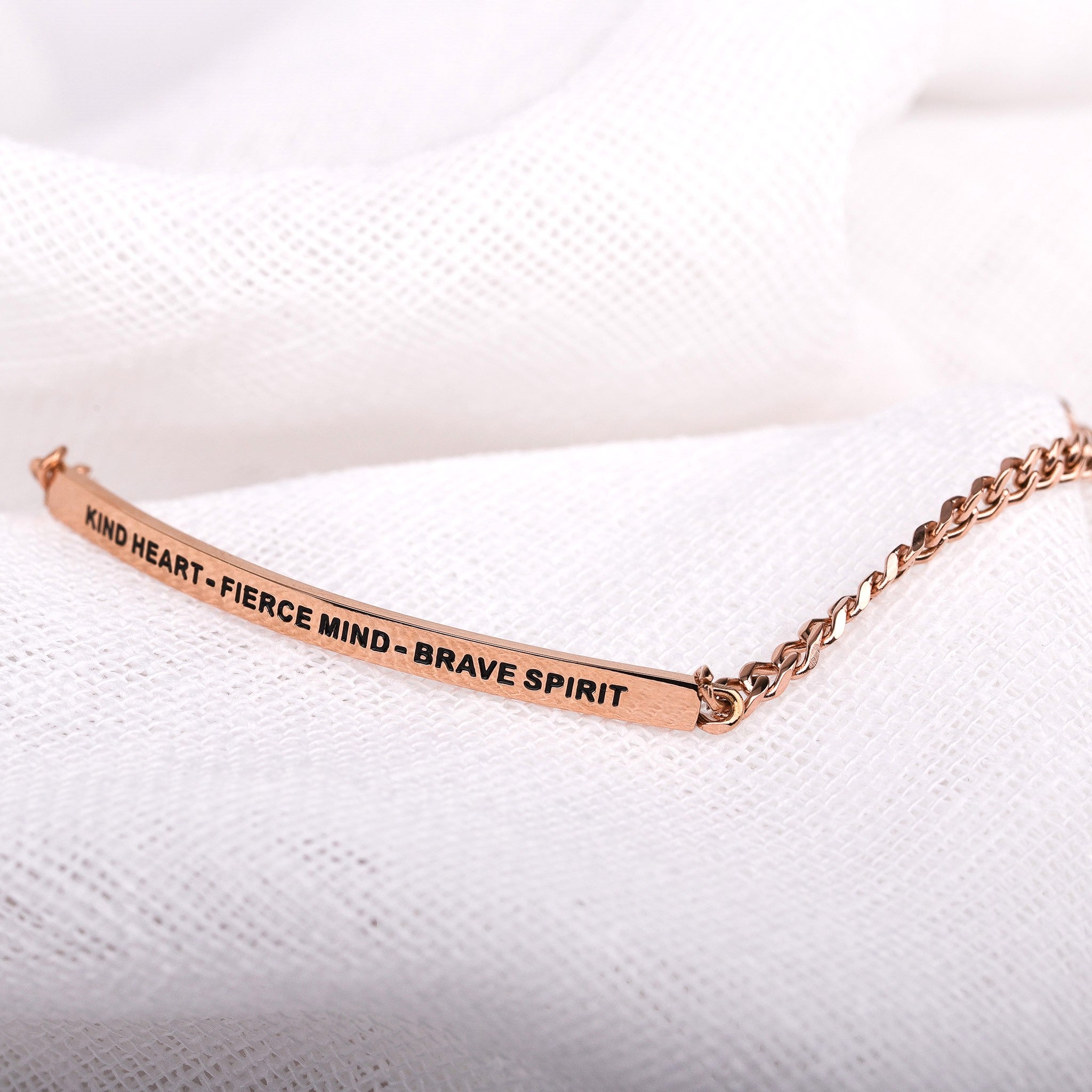 KIND HEART - FIERCE MIND - BRAVE SPIRIT - DAINTY CHAIN BRACELET - Inspiration Co.