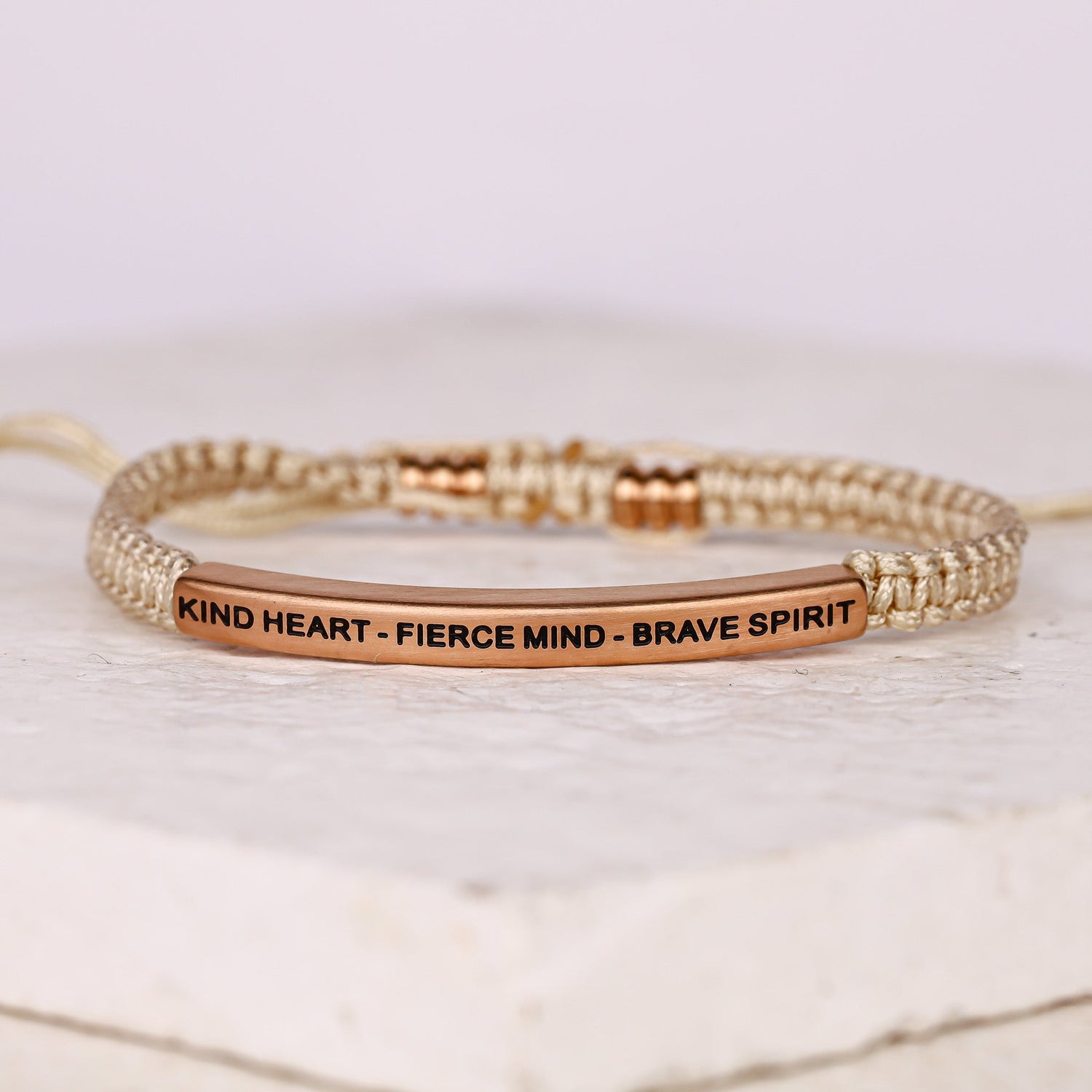 KIND HEART - FIERCE MIND - BRAVE SPIRIT ROPE BRACELET - Inspiration Co.