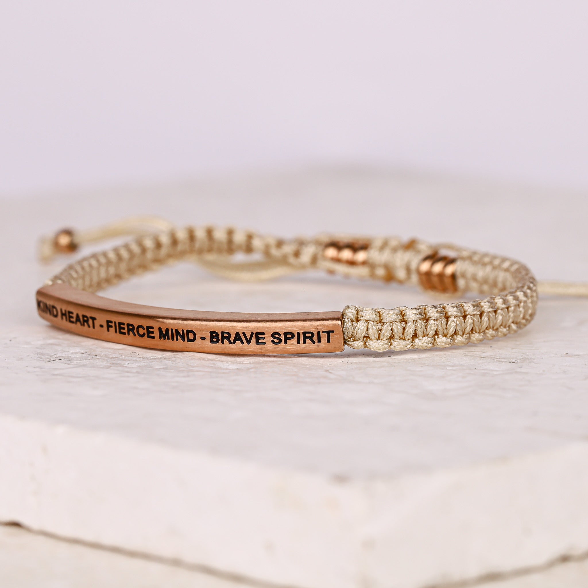 KIND HEART - FIERCE MIND - BRAVE SPIRIT ROPE BRACELET - Inspiration Co.