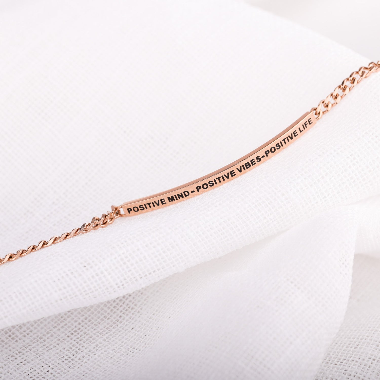 POSITIVE MIND - POSITIVE VIBES - POSITIVE LIFE - DAINTY CHAIN BRACELET - Inspiration Co.