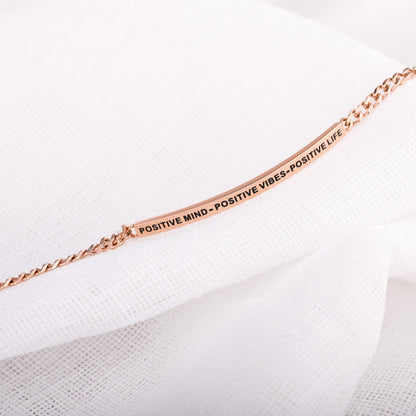 POSITIVE MIND - POSITIVE VIBES - POSITIVE LIFE - DAINTY CHAIN BRACELET - Inspiration Co.