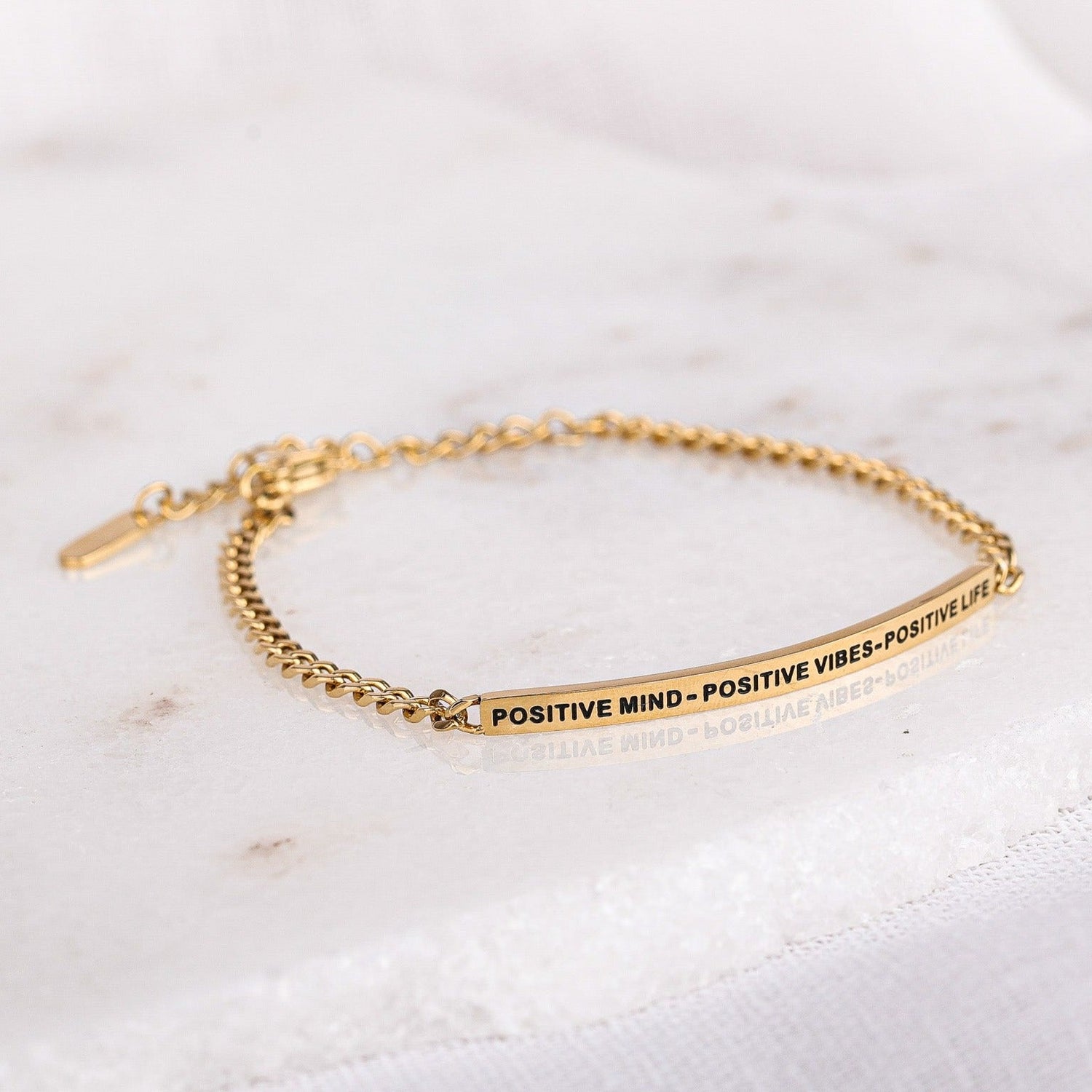 POSITIVE MIND - POSITIVE VIBES - POSITIVE LIFE - DAINTY CHAIN BRACELET - Inspiration Co.