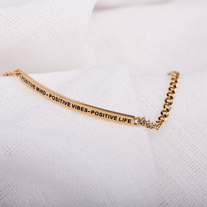 POSITIVE MIND - POSITIVE VIBES - POSITIVE LIFE - DAINTY CHAIN BRACELET - Inspiration Co.