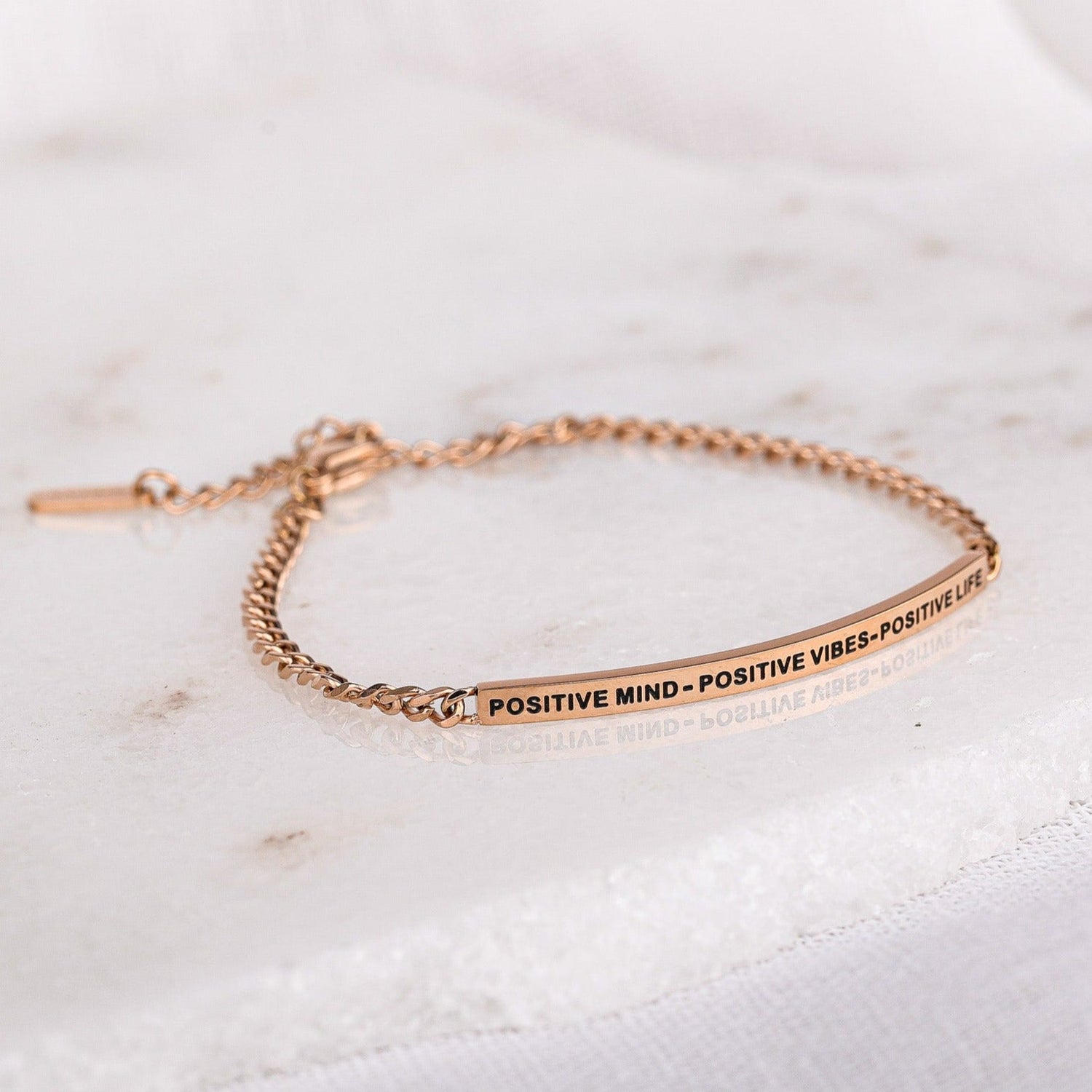 POSITIVE MIND - POSITIVE VIBES - POSITIVE LIFE - DAINTY CHAIN BRACELET - Inspiration Co.