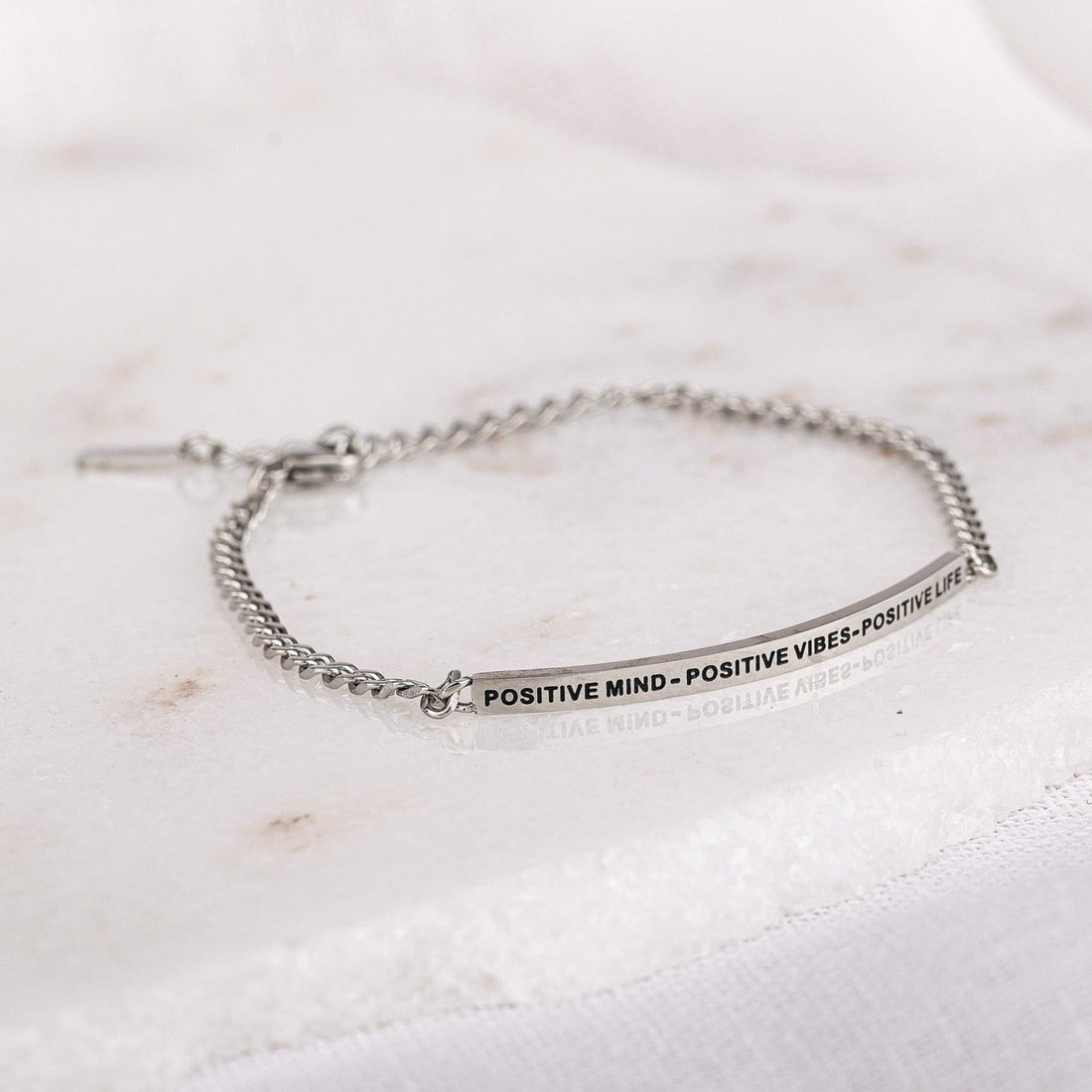 POSITIVE MIND - POSITIVE VIBES - POSITIVE LIFE - DAINTY CHAIN BRACELET - Inspiration Co.