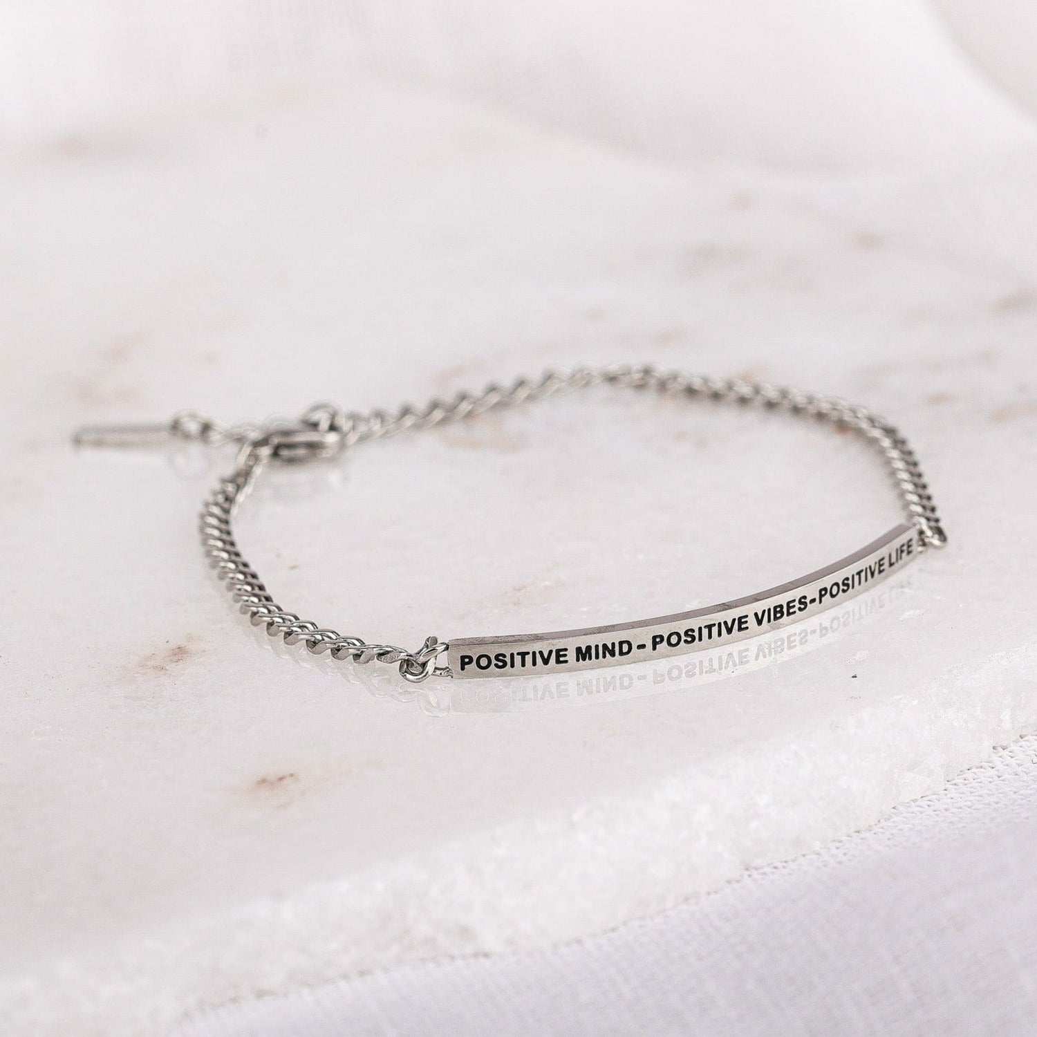 POSITIVE MIND - POSITIVE VIBES - POSITIVE LIFE - DAINTY CHAIN BRACELET - Inspiration Co.