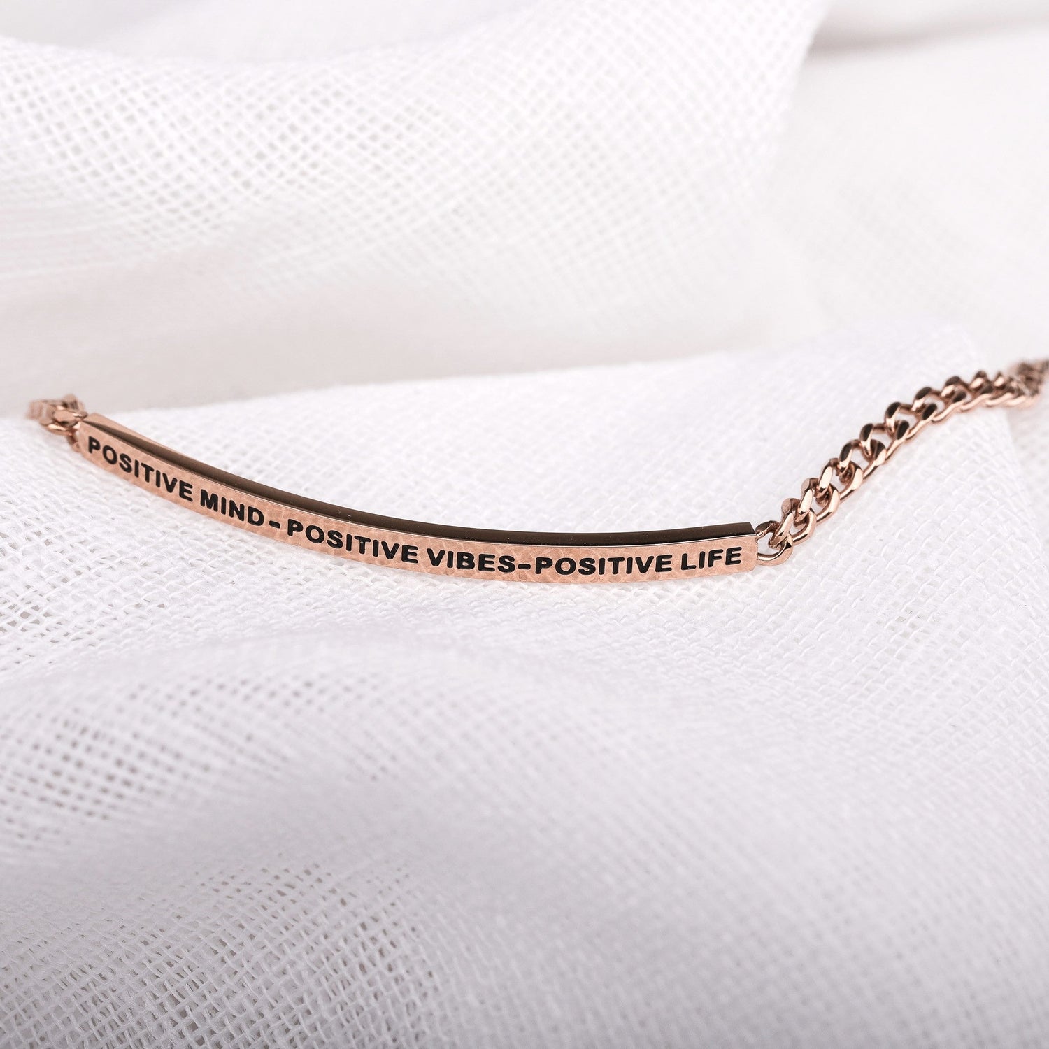 POSITIVE MIND - POSITIVE VIBES - POSITIVE LIFE - DAINTY CHAIN BRACELET - Inspiration Co.