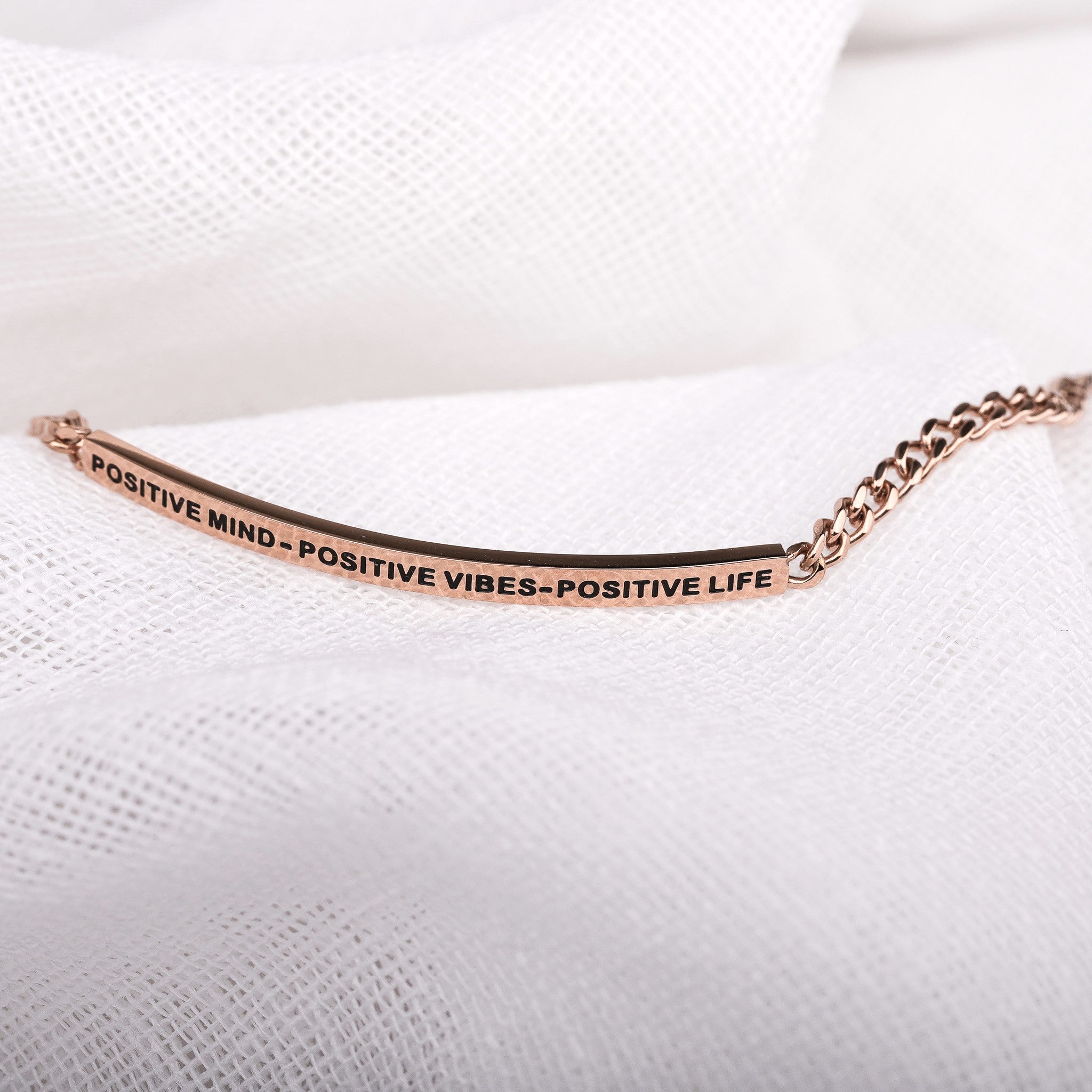 POSITIVE MIND - POSITIVE VIBES - POSITIVE LIFE - DAINTY CHAIN BRACELET - Inspiration Co.