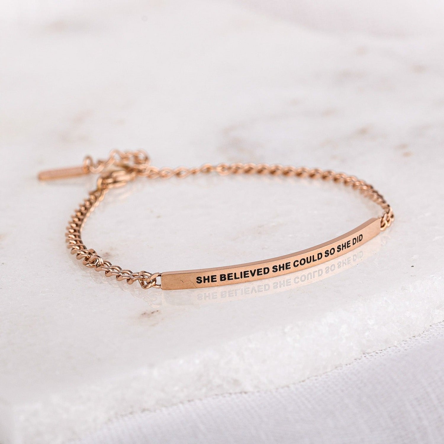 SHE BELIEVED SHE COULD SO SHE DID- DAINTY CHAIN BRACELET - Inspiration Co.