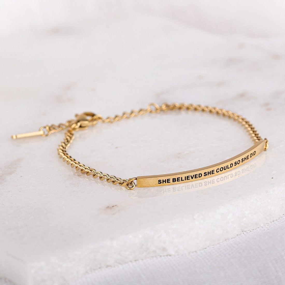 SHE BELIEVED SHE COULD SO SHE DID- DAINTY CHAIN BRACELET - Inspiration Co.