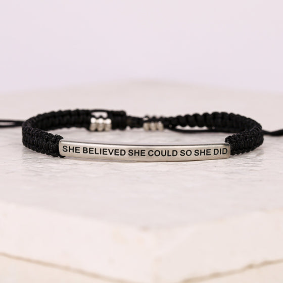 SHE BELIEVED SHE COULD SO SHE DID ROPE BRACELET - Inspiration Co.