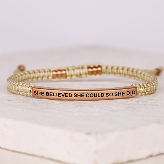 SHE BELIEVED SHE COULD SO SHE DID ROPE BRACELET - Inspiration Co.