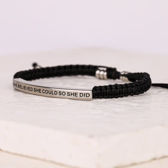SHE BELIEVED SHE COULD SO SHE DID ROPE BRACELET - Inspiration Co.