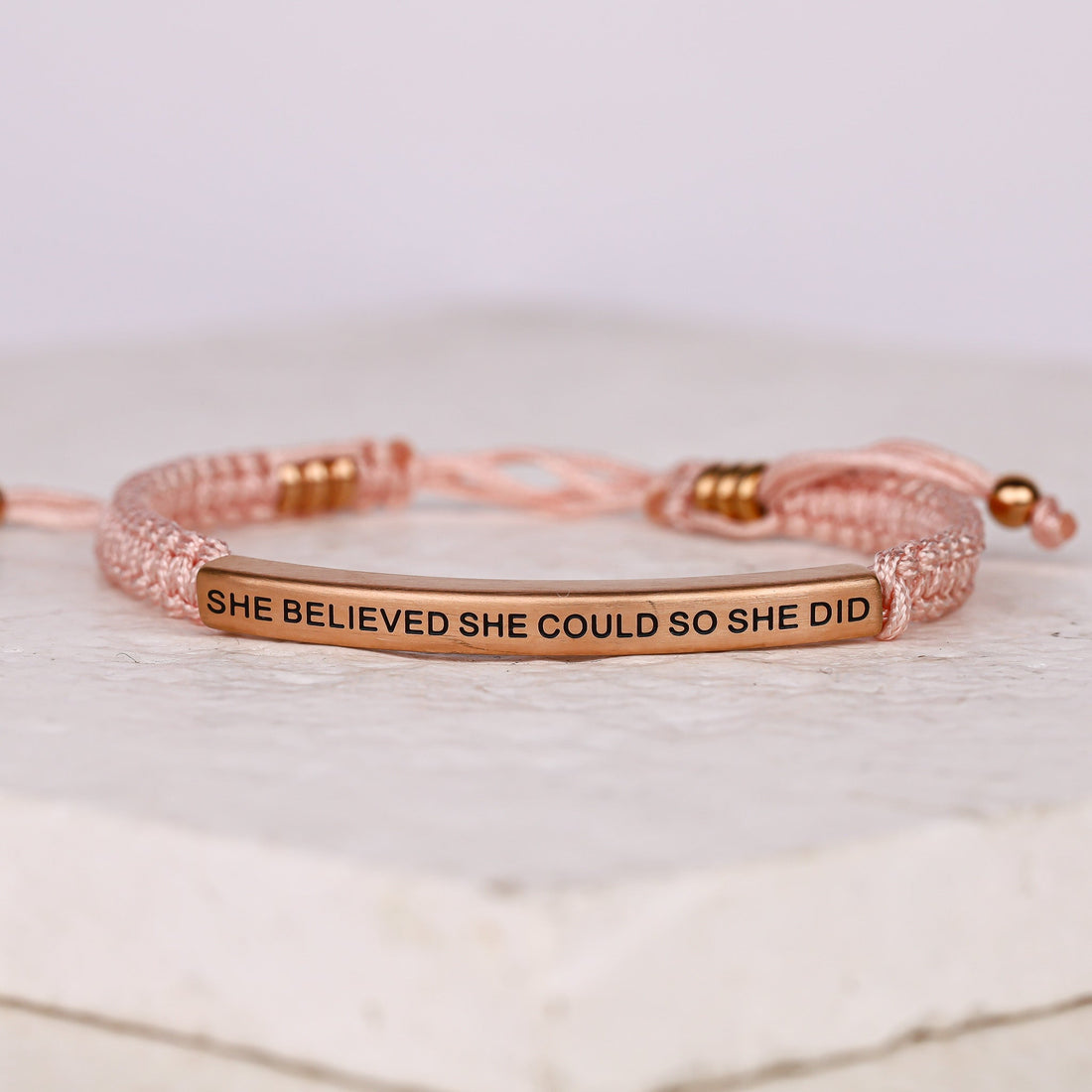 SHE BELIEVED SHE COULD SO SHE DID ROPE BRACELET - Inspiration Co.