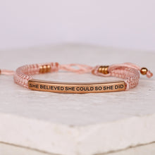  SHE BELIEVED SHE COULD SO SHE DID ROPE BRACELET - Inspiration Co.