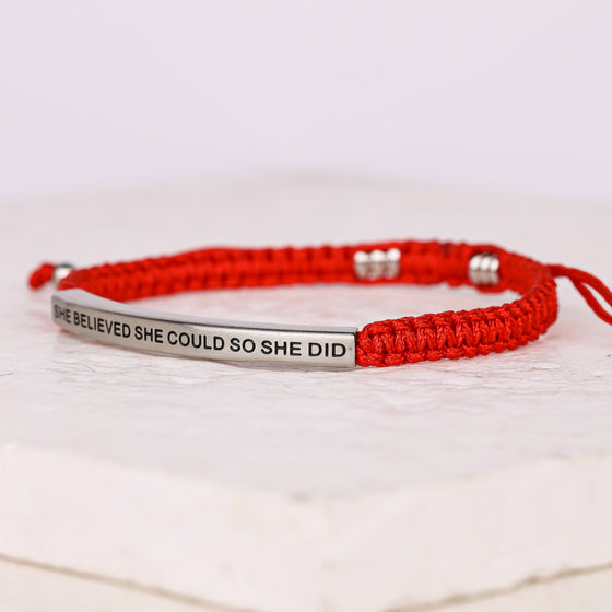 SHE BELIEVED SHE COULD SO SHE DID ROPE BRACELET - Inspiration Co.