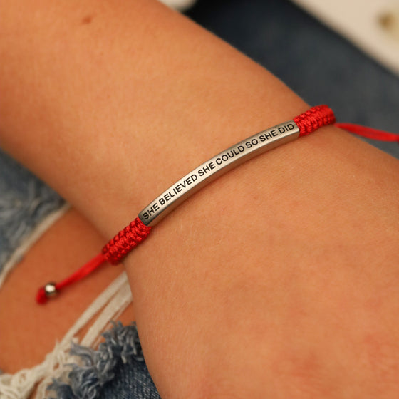 SHE BELIEVED SHE COULD SO SHE DID ROPE BRACELET - Inspiration Co.