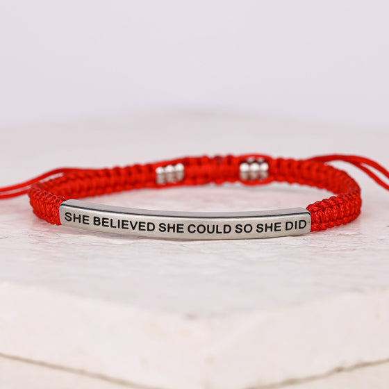 SHE BELIEVED SHE COULD SO SHE DID ROPE BRACELET - Inspiration Co.