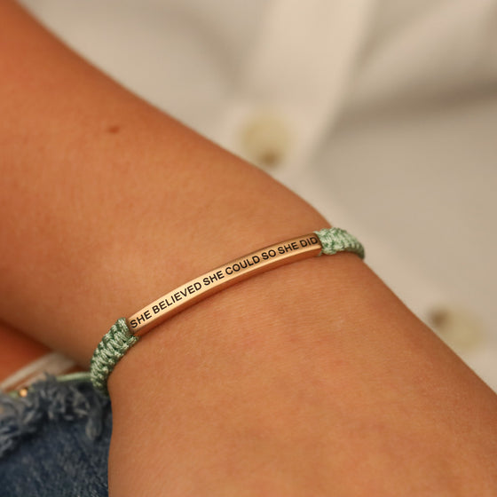 SHE BELIEVED SHE COULD SO SHE DID ROPE BRACELET - Inspiration Co.