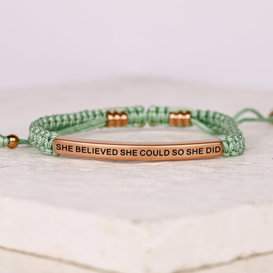 SHE BELIEVED SHE COULD SO SHE DID ROPE BRACELET - Inspiration Co.